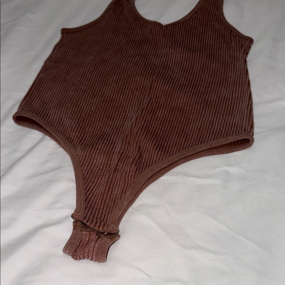 Brown Ribbed Bodysuit - Picture 3 of 7